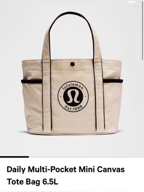 lululemon athletica Cream and Black Daily Multi-Pocket Mini Canvas Tote